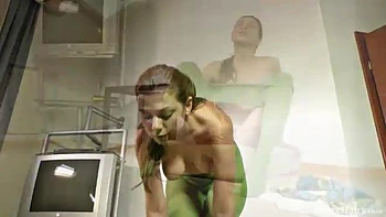 Hairy girl Edica masturbates with green pantyhose - WeAreHairy