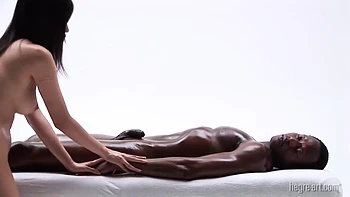 Sensual Interracial Massage With Amateur Big Breasted Brunette