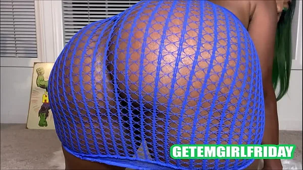 BIG BOOTY IN FISHNET: HAIRY PUSSY SQUIRTING, ANAL & DP