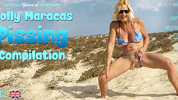 Compilation Of Mature Molly Maracas Pissing Outdoor On The Beach, In The Shower And More
