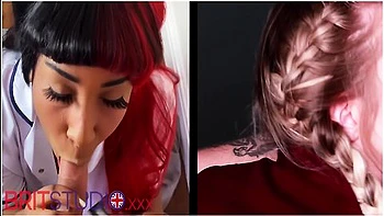 The Great British Blowjob Race - Round 2- Denali Dinklu Vs Kinky Blonde Gabie