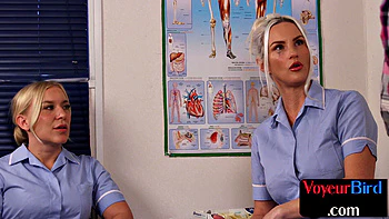 Stunning nurse voyeur teases a guy