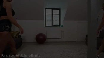 Fitness Mom And Stepdaughter Anal Orgy With Big Cocks In Gym