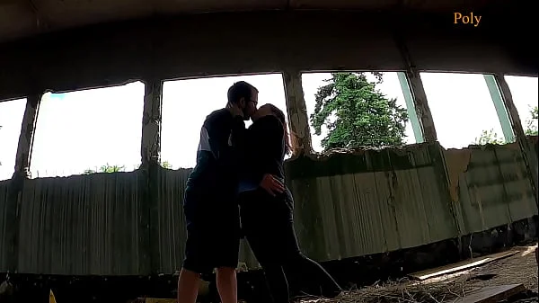 Blogger girl fucked a guy in a abandoned place (pegging, cum on tits)