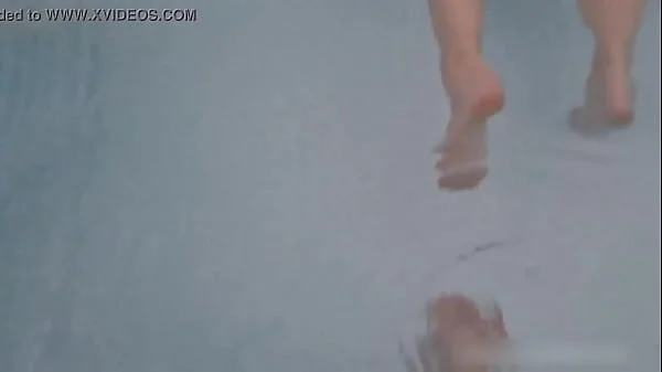 Step mom was swimming in the pool and saw the guy's big dick