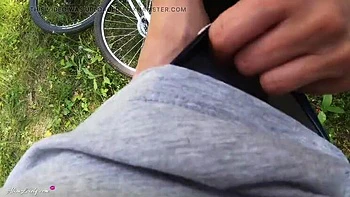 Blonde Teen Alisa Lovely Sucks Cock and Swallows Cum on a Forest Bike Ride POV