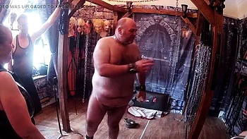 BBW British Domina Satana & Lanista Bear Punish Slaves - BDSM Dungeon Spanking & Femdom Training Part 4