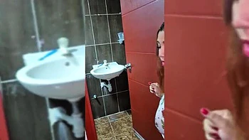 American babe hides in bathroom to record naked video with big natural tits in Miami house