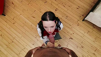 College girl Dakota Doll rides cock in reverse cowgirl