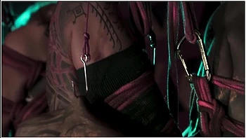 Shibari Hook Suspension - Tattoo Couple Bondage In The Air