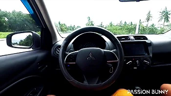 Sexy Girl Make Blowjob For Friends Dick In Car On Public Place And Not Scary About This