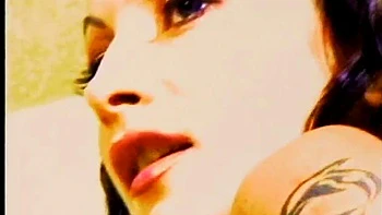 Petite brunette in black nylons twat fucked