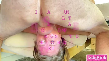 White submissive slut deepthroat and rough anal sex