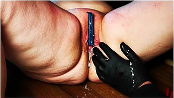 Labia And Clit With Candle, Clips And Brush