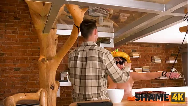 SHAME4K. Chubby mature celebrates birthday by having sex with neighbor