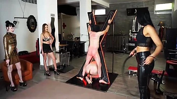 Three Femdom Chicks Whipping And Punishing Their Slaves