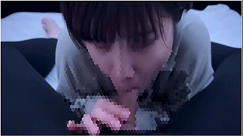 Short-cut College Student With Dark Hair Gets Oral Ejaculation In A Thick Blowjob And A Lot Of Sperm