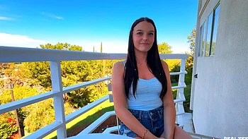 The couple has sex in the yard, with kloe riding alex’s cock in reverse cowgirl