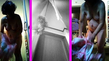 Ugly mother Yoriko, 73 years old, undressing, 3 screen voyeu