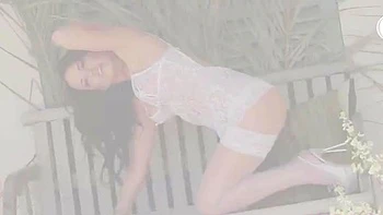 ThisIsGlamour Jo Boseley In Heavenly White Lingerie BTS