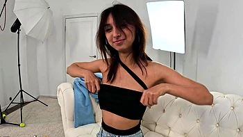 Flexible skinny babe enjoys anal at a casting