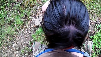 Mountain Blowjob with a Kinky Brunette