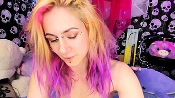 Chubby blonde gives a titty fuck with her big boobs
