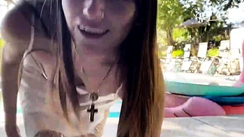 A group of real party amateur teens riding cock outdoor