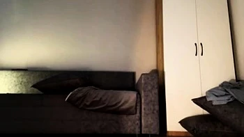 Amateur young brunette enjoys dildo on solo masturbation