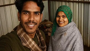 Husband Wife Of Indian Desi Village Enjoying In The Field In Winter And Also Kissing By -snapchat143