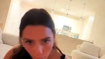 Dark haired amateur blowjob and handjob in fake taxi