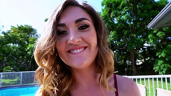 Amateur brunette fucks two big cocks