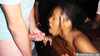 Happy Beauty Black Chick Banged In Porno Theater!