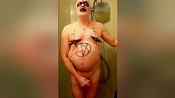 Satan slave takes a perverted piss enema