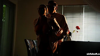 Nighttime fuck in the missionary pose with a long-legged gf Karina King