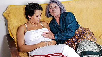 Big-boobed mature hotties Vivien and Kornele love masturbation