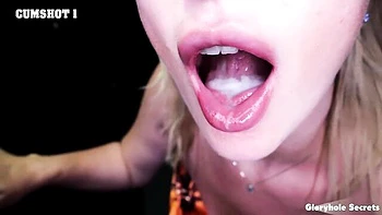 Interracial gloryhole session with a cum-sucking Sydney Paige