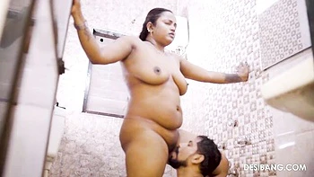 Aesthetic BBW babe with giant melons Emily Pink banged in the shower