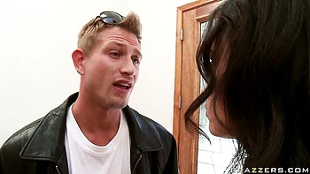 Rough doggy style fuck with a big-boobed brunette Claudia Valentine