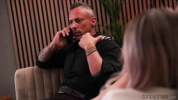 Inked blonde with big boobs Maddy Black rammed by huge dick