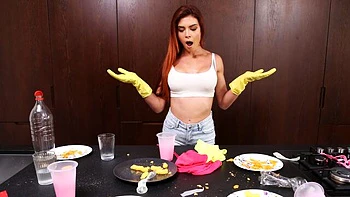 Awesome redhead hottie Peach Lollypop fucked by two interracial cocks