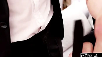 Aesthetic busty blonde Blanche Bradburry is jumping on a dick