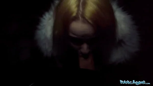 Public Agent She finished with a face full of spunk after riding cock