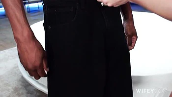 Awesome interracial dick-riding with a busty blonde chick Heidi Jo