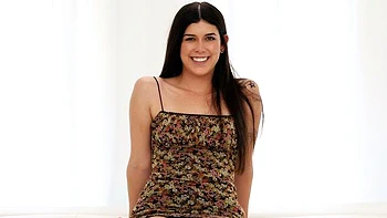 Two men with large dicks fucked a gorgeous long-legged brunette Lily