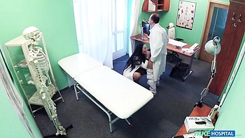 Stunning lesbian fuck with a lusty doc Passion and her patient
