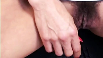 Big-boobed hottie Minka touches her hole using a nice purple dildo