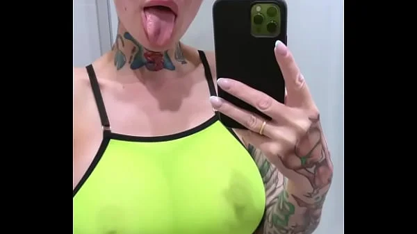 she powerful squirting on the mirror, a crazy slut with big tits