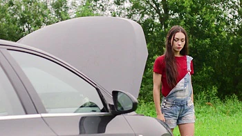 Skinny brunette teen Arwen Gold gets banged in the forest by horny couple