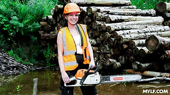 Hard outdoor doggy style fuck with a long-legged brunette cg dangers